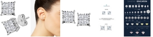 TruMiracle Diamond Princess Cluster Stud Earrings (1/2 ct. t.w.) in 14k White, Yellow or Rose Gold